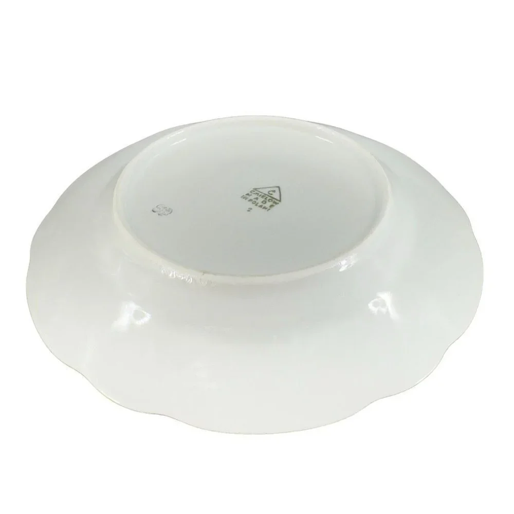 Cmielow Porcelain Ceramic Dish Plate Republic Of Poland Set 5‎ Orange White VTG